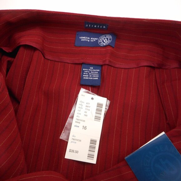 Venezia Women's size 16 Skirt Vintage NWT Short Red Pinstripe Business Career - Picture 6 of 11